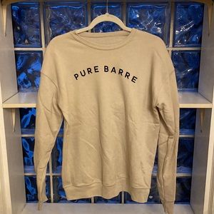 Pure Barre Long Crew Neck - Cream with Black writing, size S
